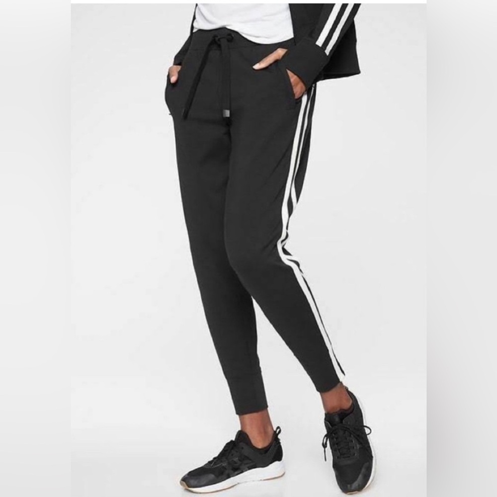 Athleta Black Stripe Metro Track Jogger Pants Size XS